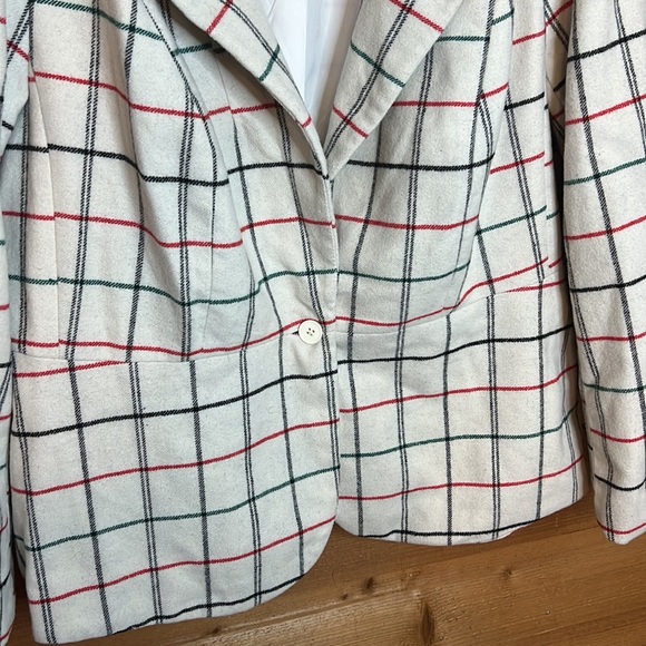 Plaid Wool péplum business coat blazer plus size single button academia - Picture 3 of 7